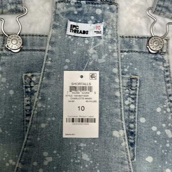 Epic Threads Girls Denim Overalls – Paint Splatter Wash - Picture 8 of 8